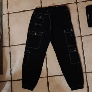 Roma Studio Black Pants with White Stitching